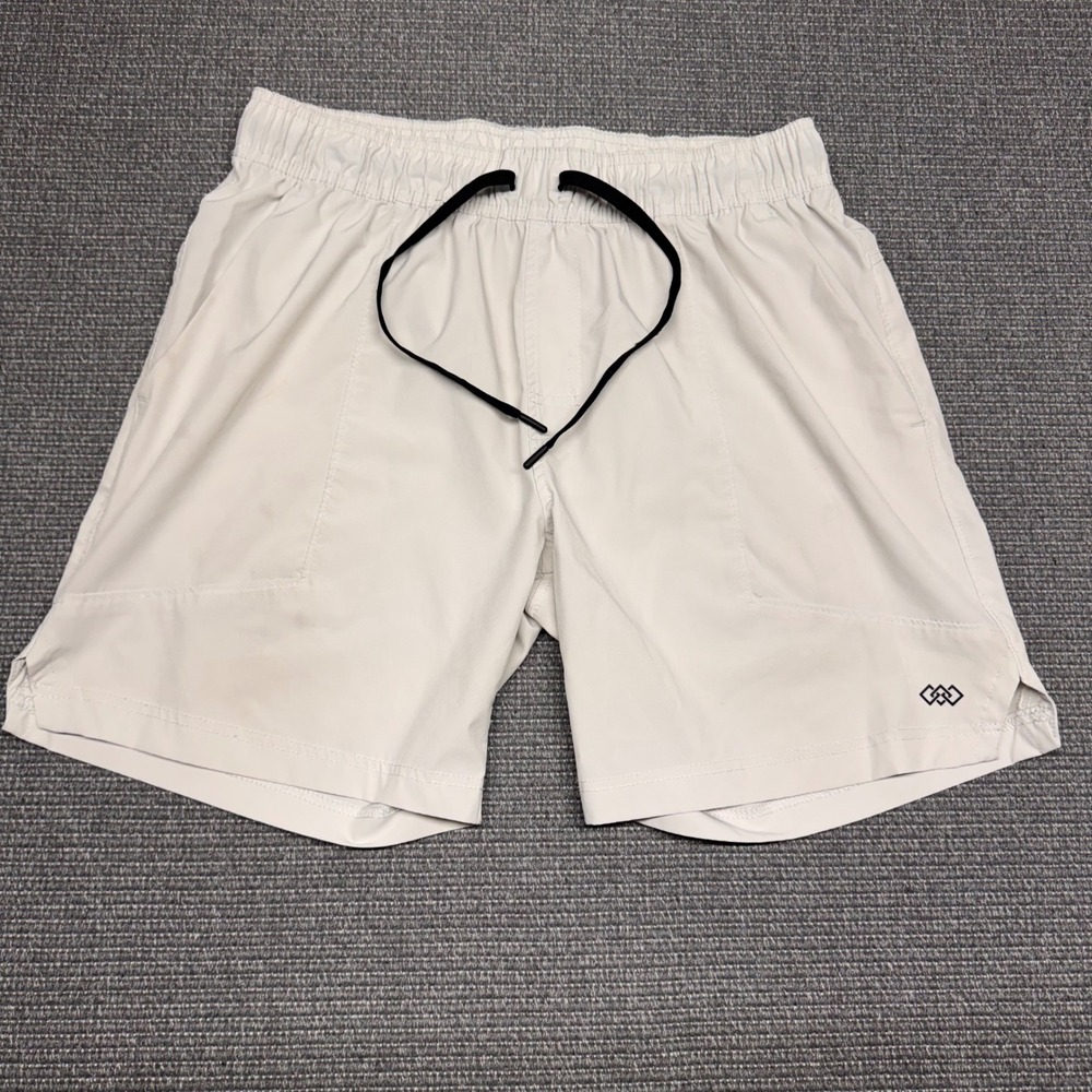 Leg3nd Mens Athletic Training Shorts Light Gray Size Large Drawstring Elastic
